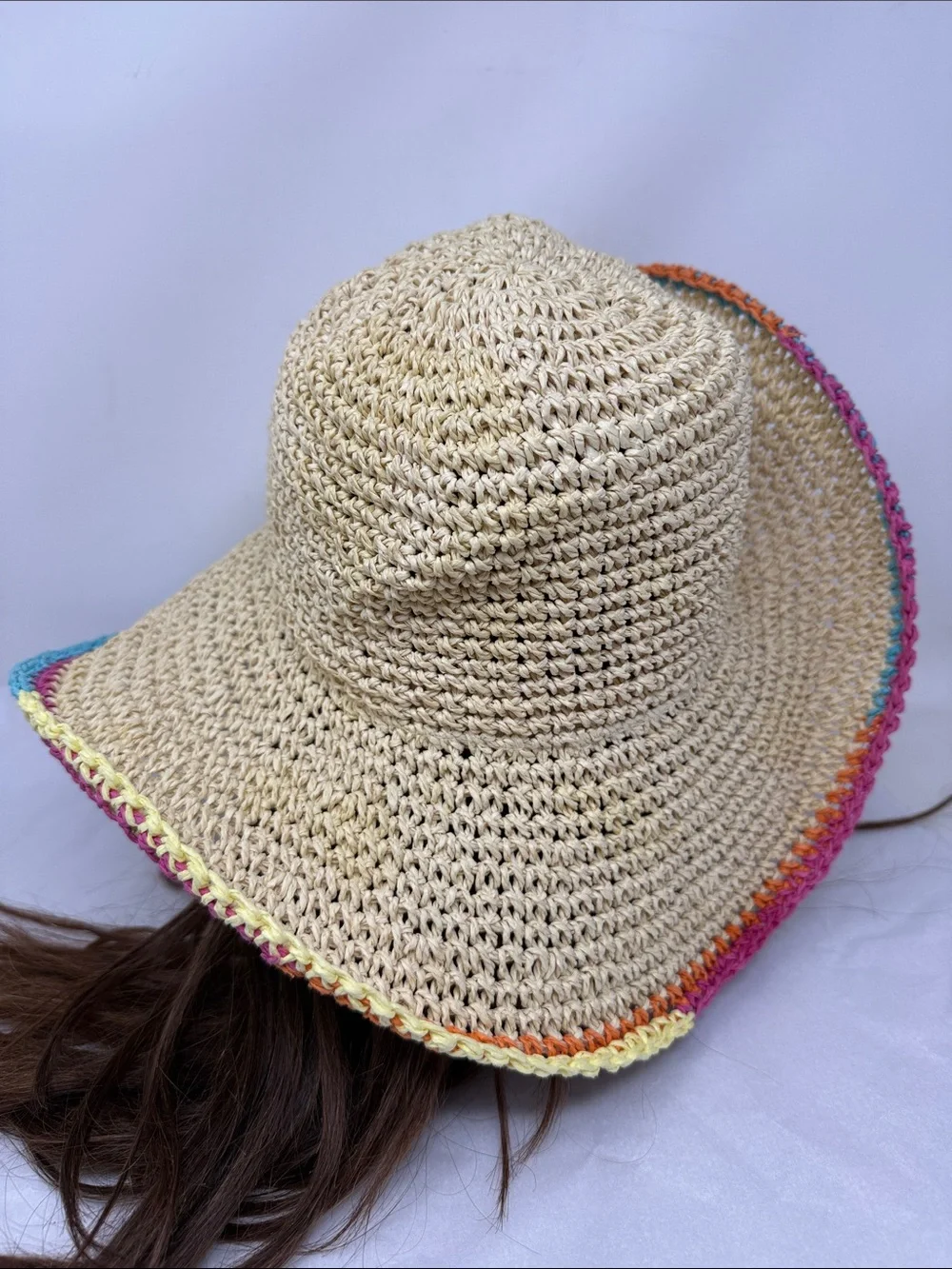 Crochet Floppy brim Sun Hat Boho Music Festival Packable Travel Beach Vacation